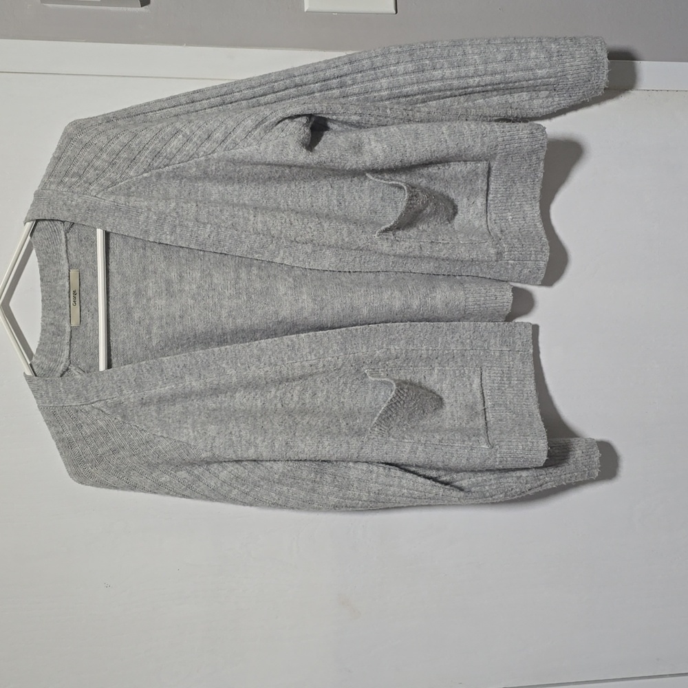 Women's grey open front knit cardigan size M